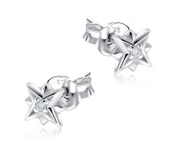 Little Stars With CZ Stone Silver Ear Stud STS-5536